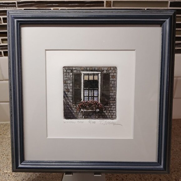 "Window Box" Hand Colored Engraving by T.J. Struna (Limited Edition #5/100) - Picture 1 of 6